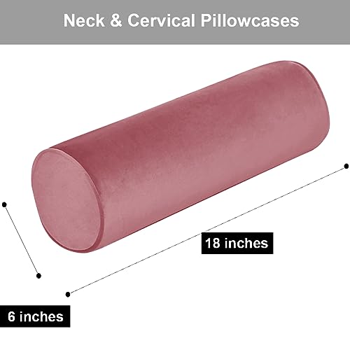Velvet Neck Roll Pillowcase with Zipper - 18x6 Gray Pink