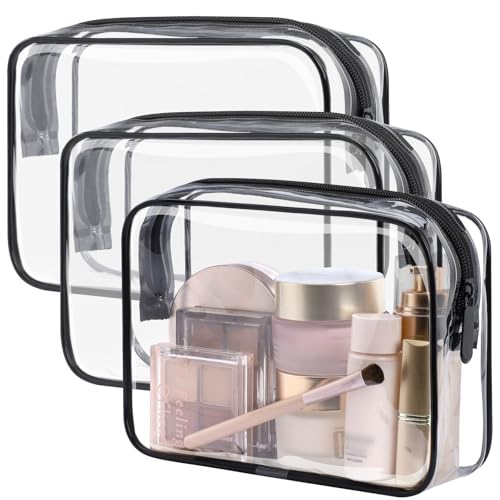 PACKISM TSA-Approved Clear Toiletry Bag Set – 3 Medium Travel Storage Bags
