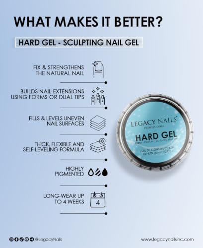 Legacy Nails Hard Builder Gel - Professional Sculpting Gel, Light Blush