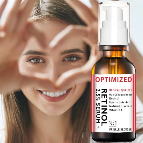 Retinol Serum 2.5% with Hyaluronic Acid & Vitamin E - Reduces Wrinkles & Evens Skin Tone - 1 fl oz