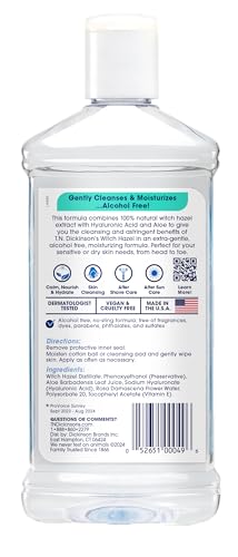 T.N. Dickinson's Alcohol-Free Witch Hazel Moisturizing Astringent - 16 Fl Oz (Pack of 2)