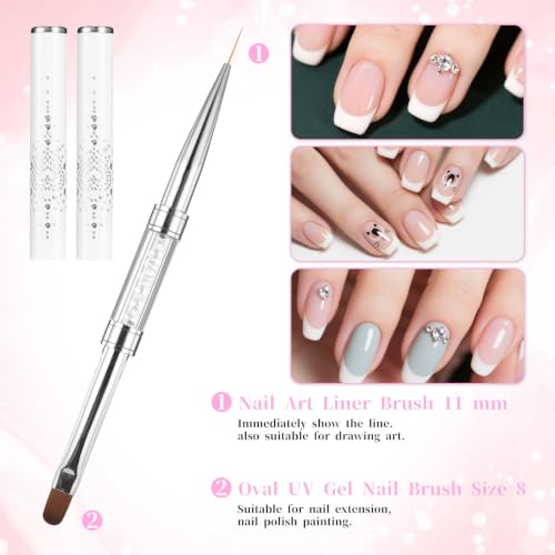 Cobee Double-Ended French Tip Brush Set for Nail Art - 2 Pcs