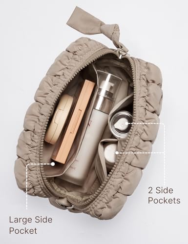 Unilily Quilted Makeup Bag - Medium Puffer Cosmetic Pouch for Travel