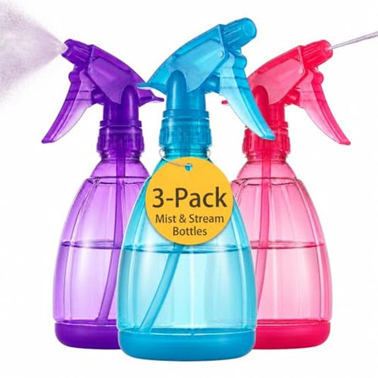 DilaBee Plastic Spray Bottles - 12oz (3 Pack) Water Spray Bottle for Hair, Gardening, Grilling & Cleaning Solution - Empty Spray Bottles for Cat - Small Spray Bottle