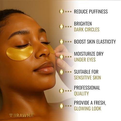 BRAWNA Pearl Under Eye Patches 24 Pairs Hydrogel Masks with Retinol & Collagen