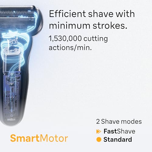 Braun Series 5 Electric Shaver for Men, Wet & Dry Foil Razor, Precision Trimmer Attachment, Body Groomer Attachment, Charging Stand, Travel Case, Black 5155cs