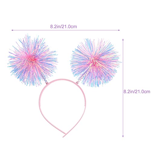 Minkissy Pink Sequin Pom Pom Headband for Women Adults - Head Bopper