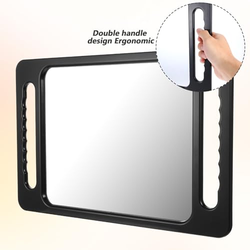 Large Handheld Barber Mirror with Dual Handles - Unbreakable Salon Mirror