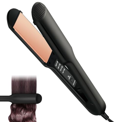 Ariie 1.6 Inch 2-in-1 Titanium Ceramic Hair Straightener & Curler, Dual Voltage