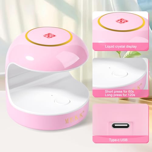 MEKK Mini Nail Lamp 18W Pink UV Light for Gel Nails, Single Finger Design