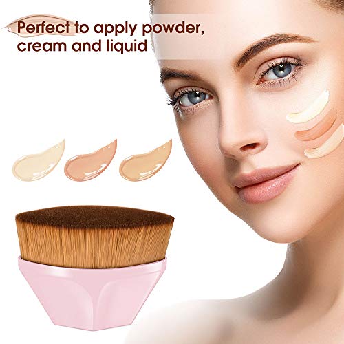 QUEMISS 2PC Flat Top Kabuki Foundation Makeup Brush Set - High-Density, Soft Synthetic Bristles