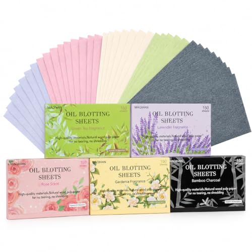 MAQIHAN Oil Blotting Sheets - 750 Count, 5 Scented Packs