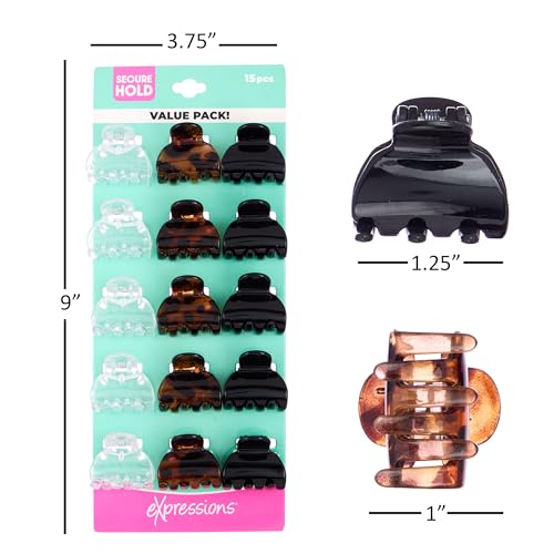 Expressions 30pc Assorted Mini Hair Clips Set - Clear, Tortoise & Brown Variations