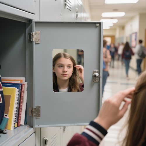 Magnetic Locker Mirror - 4.92" x 6.89" Real Glass, 2 Pack