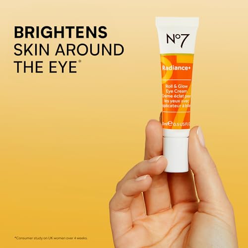 No7 Radiance+ Roll & Glow Eye Cream - Brightening Caffeine & Vitamin C, 15ml