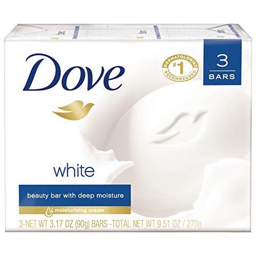 Dove White Beauty Bar, Moisturizing Facial & Body Cleanser, 3.17 oz, 3 Bars