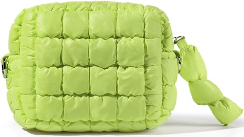 Yarnic Apple Green Quilted Makeup Bag - Compact Cosmetic Organizer