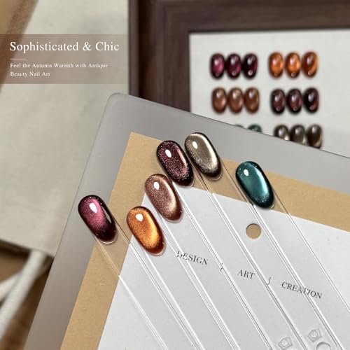 GAOY Antique Beauty Glitter Cat Eye Gel Nail Polish Set - 6 Colors