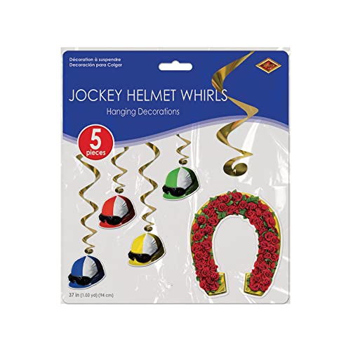 Beistle Jockey Helmet Whirls - 5 Horse Racing Party Decorations