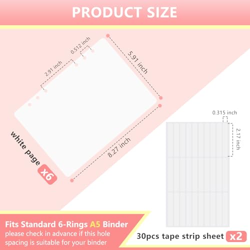 KEIFIN White 6-Pcs Press On Nail Binder Inserts A5 Display Pages