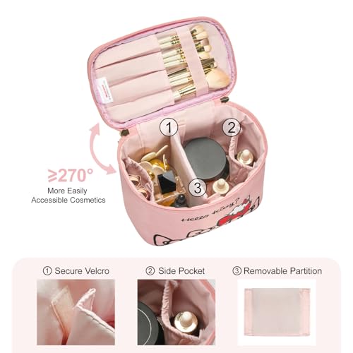 Vimanllie Hello Kitty Large Travel Makeup Bag, Waterproof Cosmetic Organizer