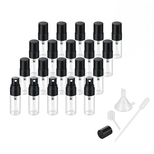 20 Pack Mini Refillable Glass Perfume Spray Bottles - 2ml Travel Atomizers