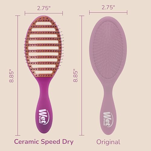 Purple Wet Brush Ceramic Speed Dry Detangler Vented Hair Brush for Fast Blow-Drying
