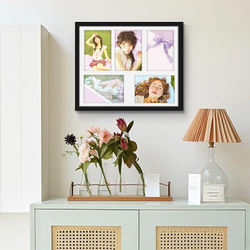 DUENPY 13x16 Collage Frame for 5 Photos - Black Wall Display