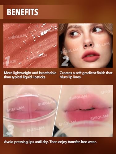 SHEGLAM Think Twice Soft Haze Lip Blur Waterproof Matte Lipstick - Long Lasting Lip Tint