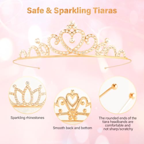 TOBATOBA 10-Pack Gold Rhinestone Tiaras for Women, Princess Crowns