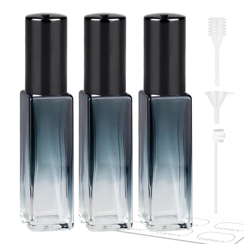 ZIZEMOJA Gradient Blue & Black 3 Pack 10ml Travel Refillable Perfume Bottles Leak-Proof