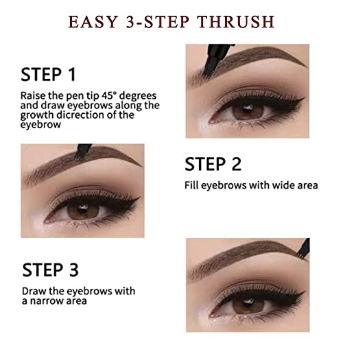 Waterproof Microblading Eyebrow Pen for Women - Long Lasting Brunette 2PCS