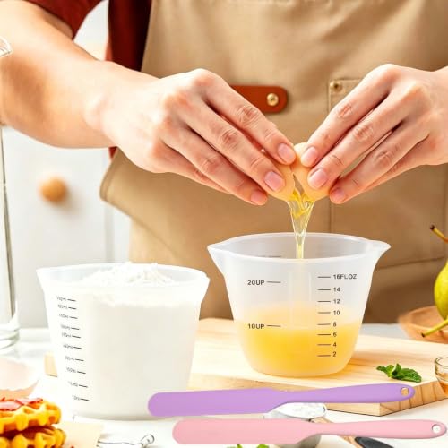 Silicone Measuring Cup Set with Spatulas - 500ml, 2 Pieces