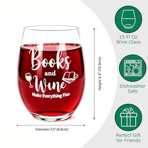 Funny Wine Glass for Book Lovers | 15oz Dishwasher Safe Gift