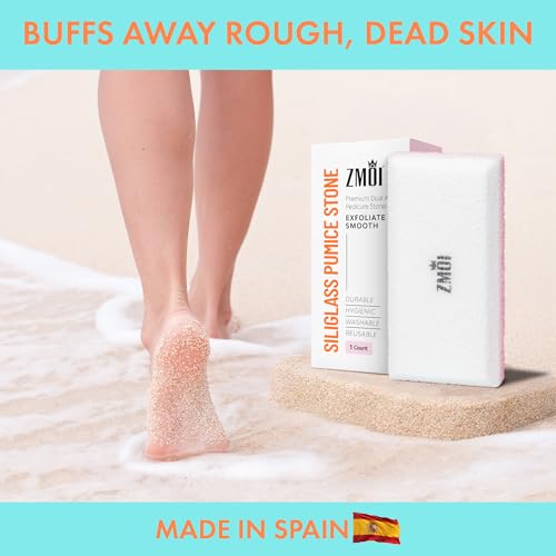 Siliglass Pumice Stone Callus Remover - Dual-Sided Exfoliator for Feet, Hands, Elbows & Knees