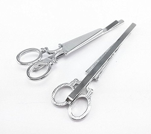 Gold and Silver Scissors-Shaped Hair Clips 4-Pack for Weddings & Parties