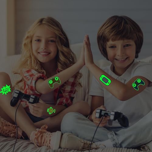 Luminous Video Game Tattoos for Kids - 158 Styles Glow in the Dark Temporary Tattoos