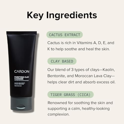 Cardon Men's Deep Pore Cleansing Clay Face Wash 3.4 Fl Oz - Oil & Acne Control