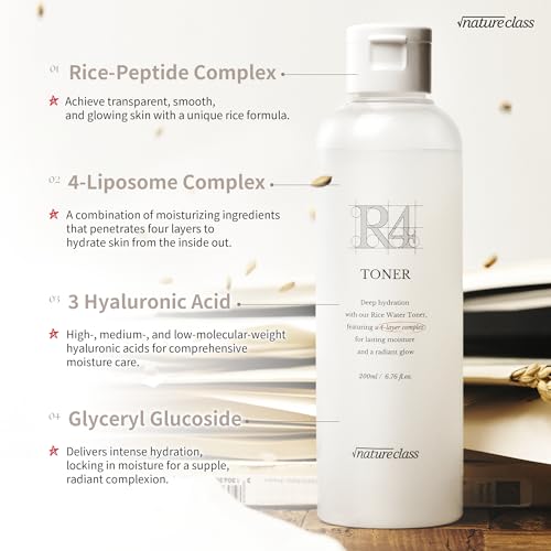 NATURECLASS R4 Hydrating Rice Toner - Deep Moisturizing & Fragrance Free, 6.76 fl oz