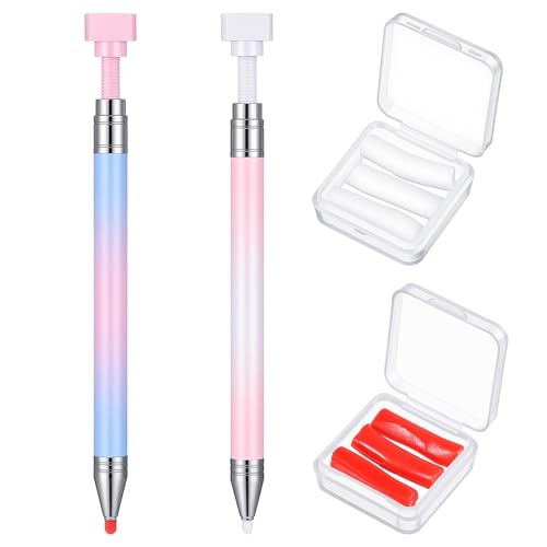 2 Pcs Rhinestone Picker Tools with 6 Refills - Nail Art & Craft Dotting Pen Set