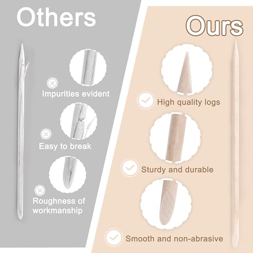 400 Pcs Orange Wood Cuticle Sticks 4.5 Inch for Nails - Dual-Ended Manicure