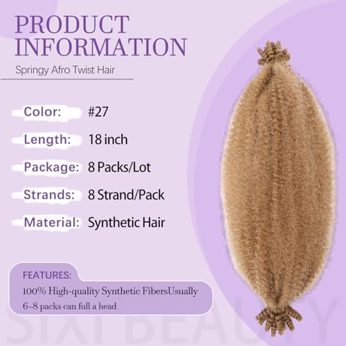 18 Inch Springy Afro Twist Hair - 8 Packs Marley Twist Braiding Hair