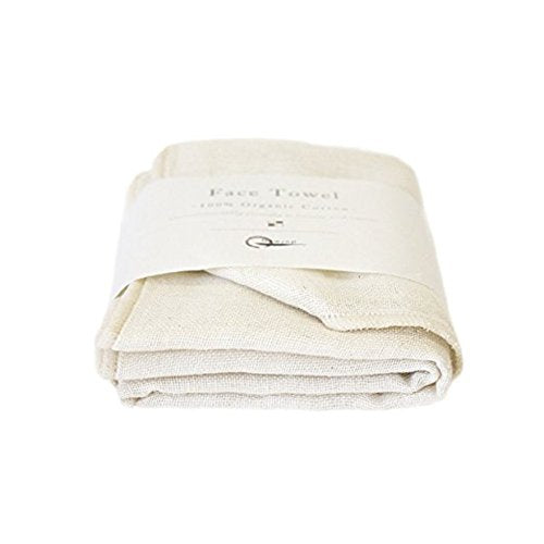 Organic Cotton Face Towel 14x14 Ivory Natural Absorbent Washcloth