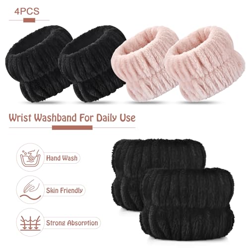 Darfukei Face Washing Wrist Bands - 4pcs Microfiber Towels