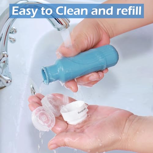 GLAMFIELDS Travel Toiletry Bottles Set - 3oz Leak-Proof Silicone Containers for Shampoo & Conditioner, TSA Approved, 4 Pack, Black
