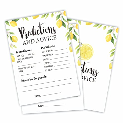 30 Watercolor Lemon Baby Shower Game Cards - 5x7 Double-Sided