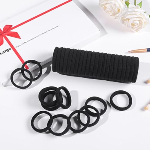 60 Pcs Extra Large Black Hair Ties for Thick Hair - No Damage