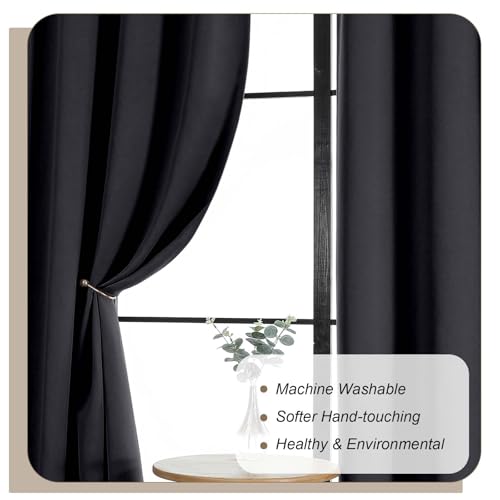 Lecloud Blackout Curtains 63 Inch Length, 2 Panels Set, Thermal Insulated Drapes for Bedroom & Living Room