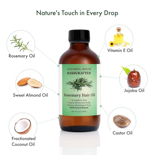 Natural Rosemary Hair & Scalp Oil - Nourishes, Strengthens & Moisturizes - 4oz - All Hair Types