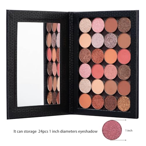 Allwon Empty Magnetic Makeup Palette with Mirror - Medium Black Case